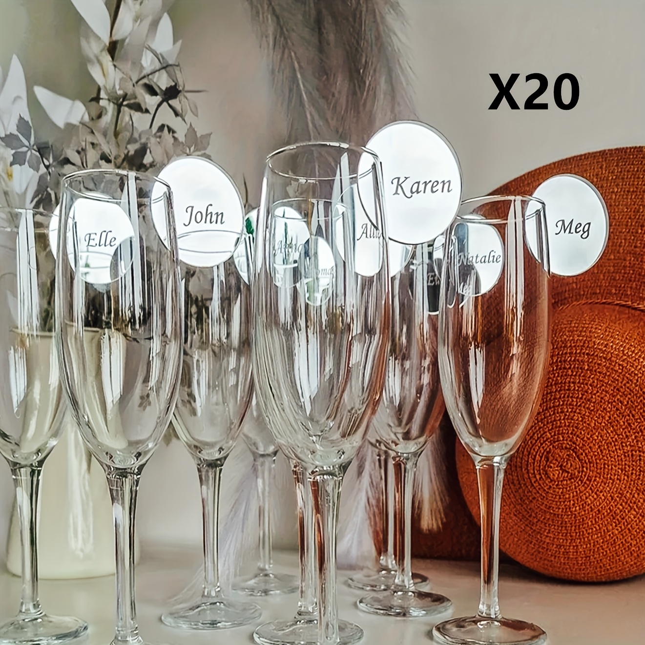 TEMU Ensemble d'emballage cadeau personnalisé 10/20pcs/50pcs, cadeau de mariage en acrylique - Verre à vin, verre à cocktail et étiquette