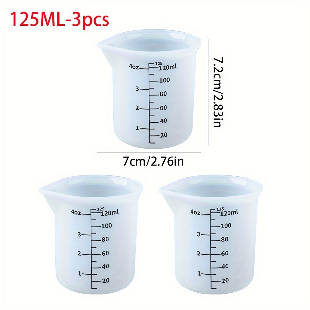 3pcs 125ml Measuring Cups, Resin Mixing Cup Making Tool, Accurate Scales, Durable Measuring Cups, Epoxy Mixing Cup