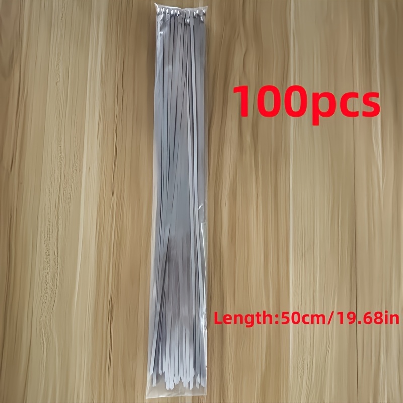 E-shop 50/100 Stk. extra lange Schwerkraft-Edelstahl-Kabelbinder, Mehrzweck-Reißverschlussbinder in verschiedenen Größen, strapazierfähige Kabelbinder,