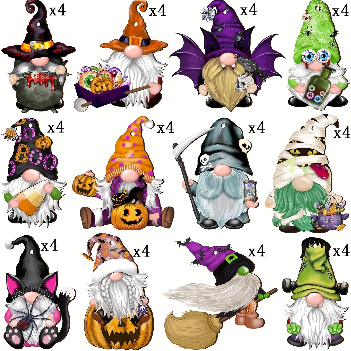 

48pcs Classic Style Wooden Gnomes Ornaments - No Feather, Electricity-free, Hanging Wood Pendants For Tree, Classroom & Home Decor, Holiday Party Supplies
