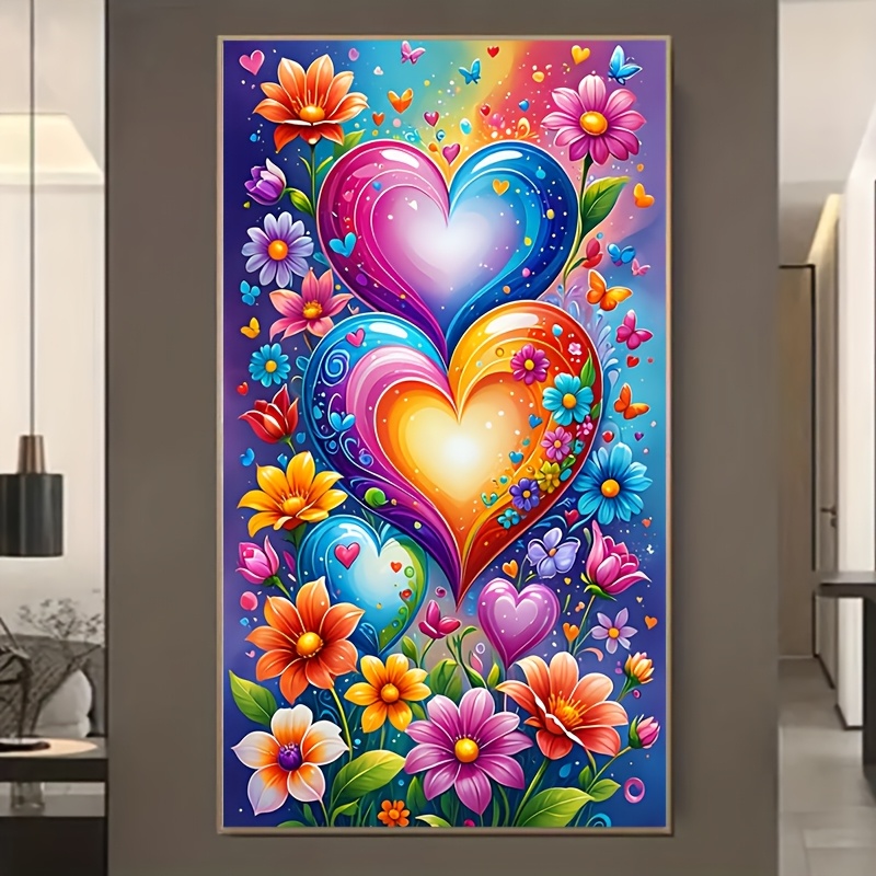   conjunto de pintura de diamantes diy 5d - hermosas flores y tema de amor,   de pintura de diamantes de tamaño extra   sin  , decoración de mosaico   para pared,   para  , dormitorio, estudio,   de festival,  . decoración para el hogar,   de tamaño múltiples 19,7x39,4 pulgadas/50x100cm; 23,6x47,2 pulgadas/60x120cm 0