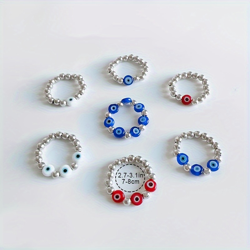 Women's Adjustable Evil Eye Protection Ring, Stackable