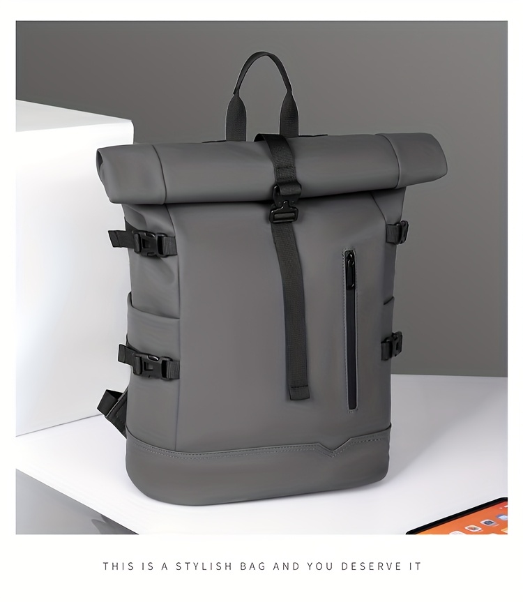 Unisex Outdoor Large Capacity Backpack for Travel And Sports, Roll-Top Laptop Bag, Stylish Casual Backpack for Men