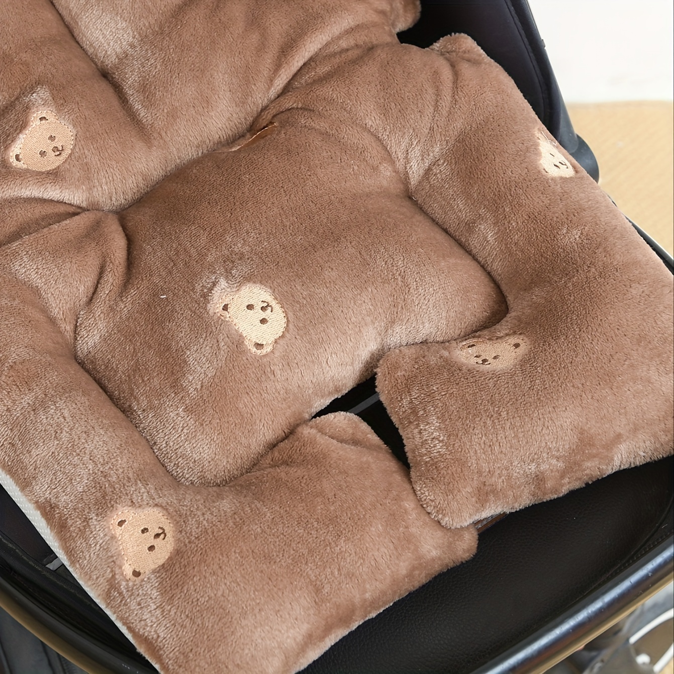 ultra soft plush stroller seat cushion for   embroidered     machine washable details 3