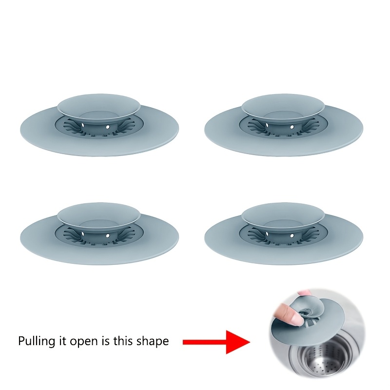 TEMU 4pcs Universal Drainage Plug, Bathroom Kitchen Sink Drainage Filter Screen, With Press Sealing And Hair Filtering Function Plug, Anti Slip