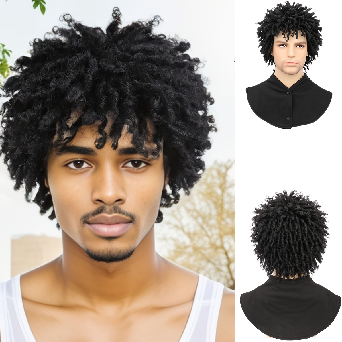 Black Hair Piece,Wig Braid,Men's Top Wig,Short Hair Topper for Men,Hair Braid,Rapper popular Hairstyle,Natural Wig Piece,Dreadlocks Hair Topper