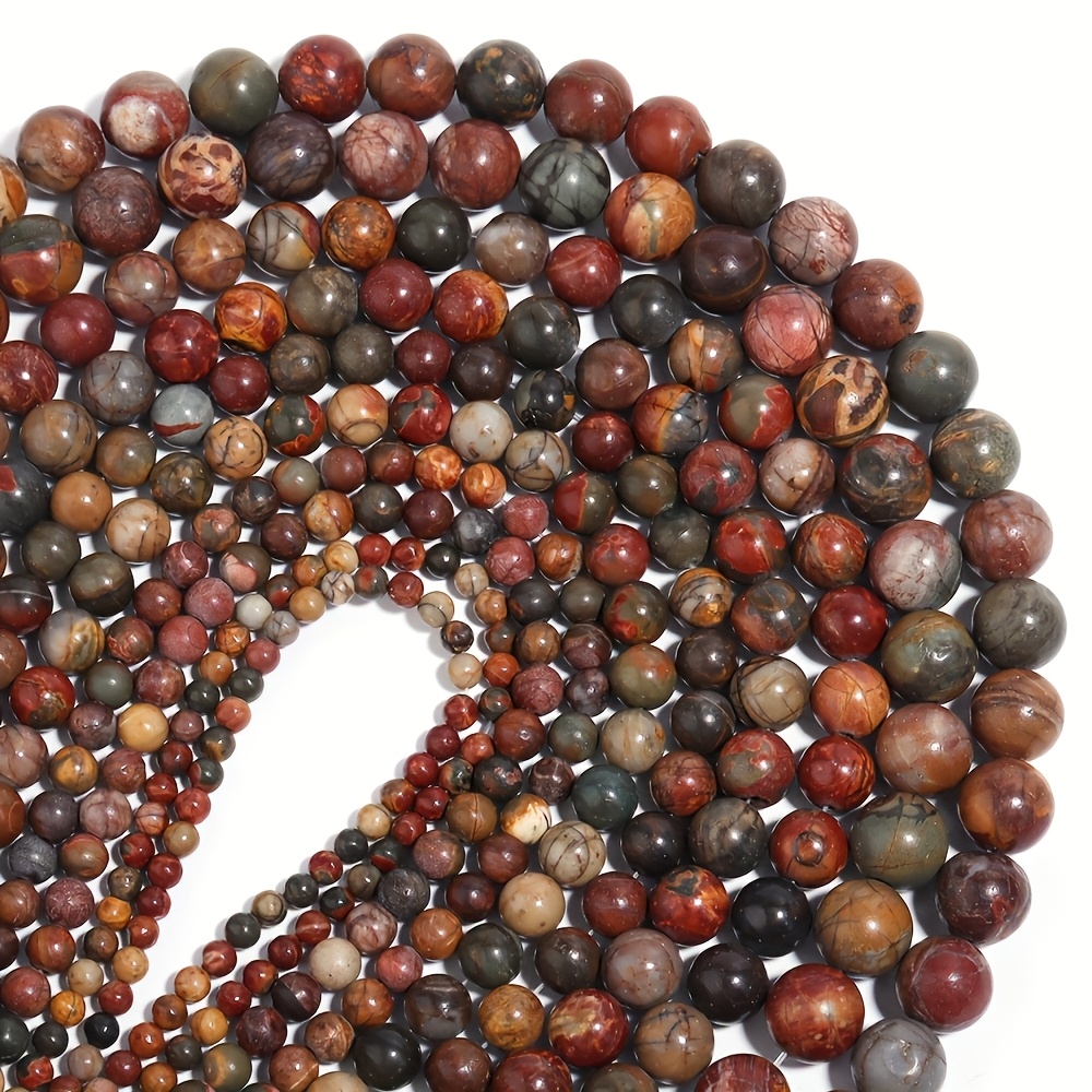 TEMU Natural Picasso Jasper Beads, Decorative Beads, With Marble And Striped Patterns, Suitable For Making, Rings, Earrings, Necklaces, And Bracelets