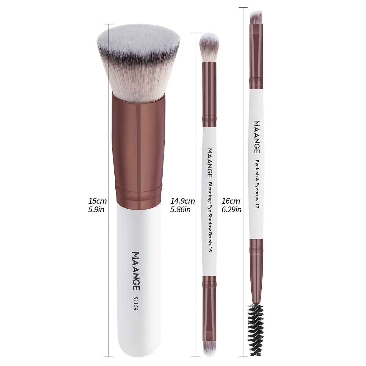 MAANGE 3pcs Foundation and Eye Brush Set, Makeup Essentials