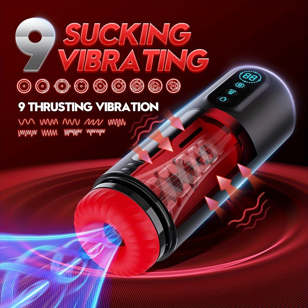 1pc Automatic Down Deep Throat Oral 9 Sucking 9 Vibration Heating Masturbator 9 Thrusting Up Vaginal Throat Oral Sex Sucking for Men Penetrative Vaginal