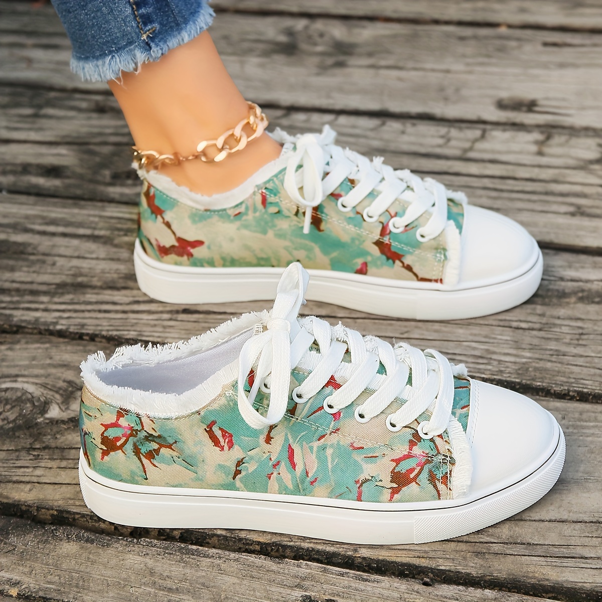 Zapatillas de lona con estampado floral para mujer, parte de tela para  con de TPR, diseño de punta plantilla
