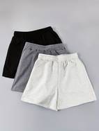 3pcs womens solid color casual shorts with elastic drawstring waist lightweight breathable running gym shorts for workouts yoga summer machine washable black grey white workout apparel smooth texture