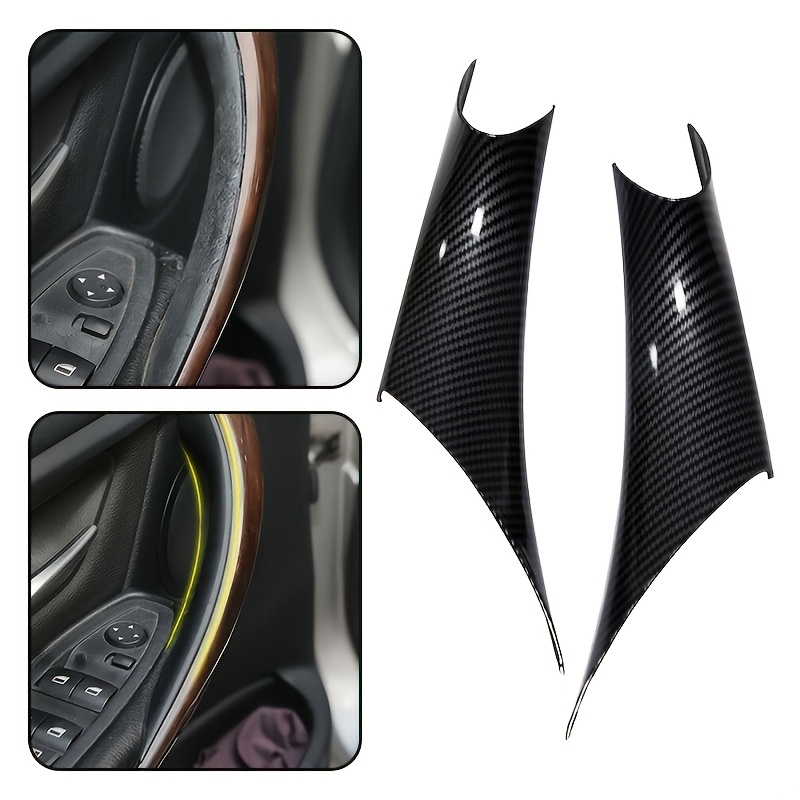 TEMU 1 Pair Door Inner Handle Inner Trim Cover - Suitable For F30 F31 F32 F33 F34 F36 - Plastic Carbon Fiber Black - (front And Rear Doors Universal)