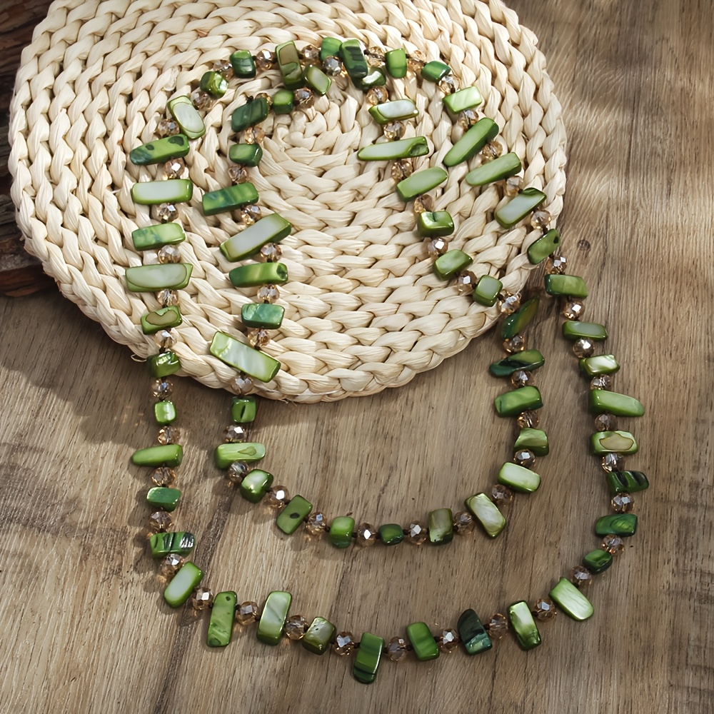 Bohemian Colorful Shell Glass Layer Long Necklace for Women
