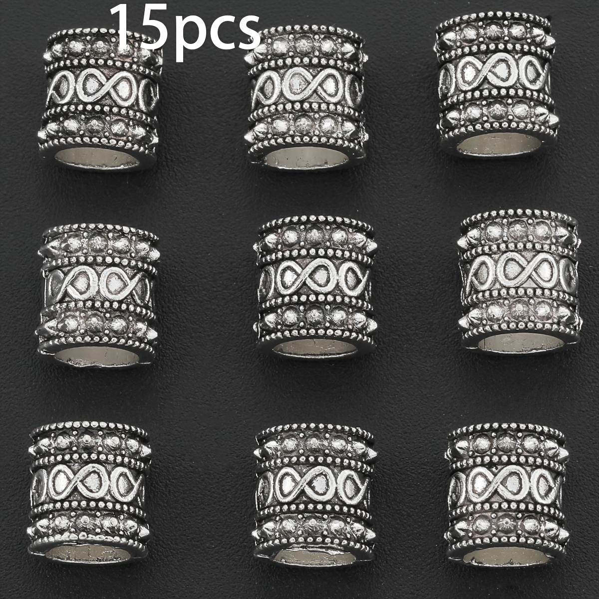 E-shop 15 Stück Infinity Symbol Spacer Perlen, Legierung Runde Punkt Großes Loch Muster Spacer Perlen, Lose Perlen, Dekorative Perlen für