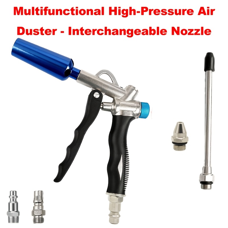 TEMU Air Blow Gun, Aluminum Alloy High Volume Air Blow Gun With Replaceable Air Flow Nozzle And .5 Inch Extension, Pneumatic Air Blower Tool For Air