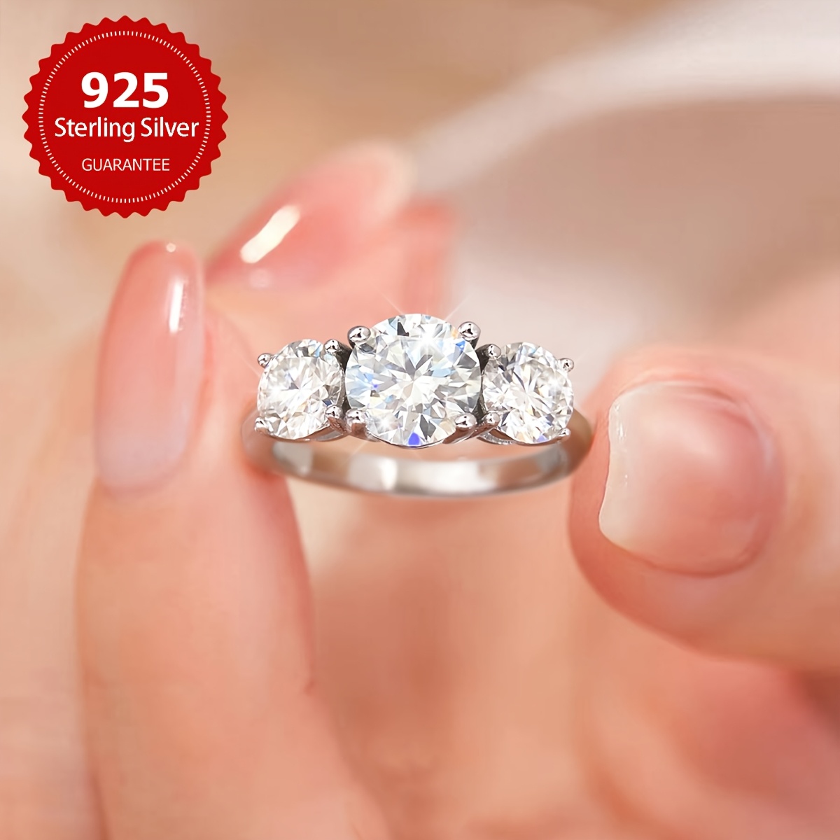 2CT Moissanite Sparkle Eternity Ring s925 Sterling Silver Hypoallergenic