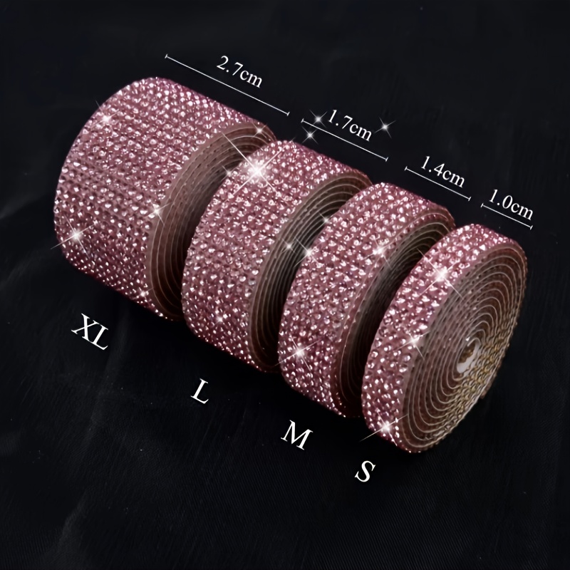 TEMU Self-adhesive Crystal Rhinestone Strip Diamond Ribbon Shiny Gem Stickers Rhinestone Roll For Crafts (pink Diamond Style)