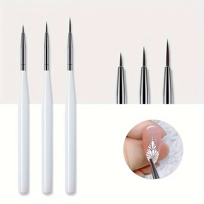 

3 Pcs Nail Liner Brushes For Manicure Pedicure, Nail Brush Pen, Acrylic Powder Dipping Pen, Nail Painting Drawing Pen