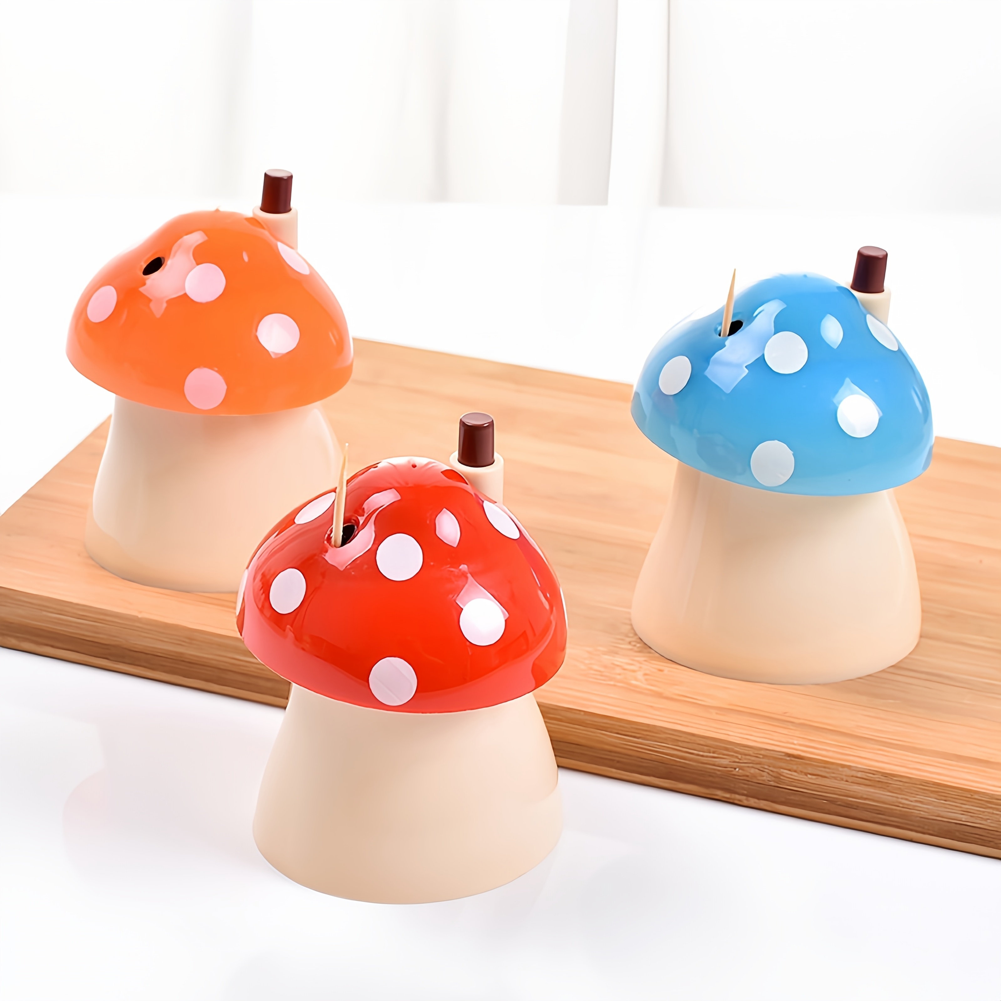 

1pc Cute Mushroom Toothpick Holder - Press-to-open, Portable Dispenser For Kitchen & Dining Room