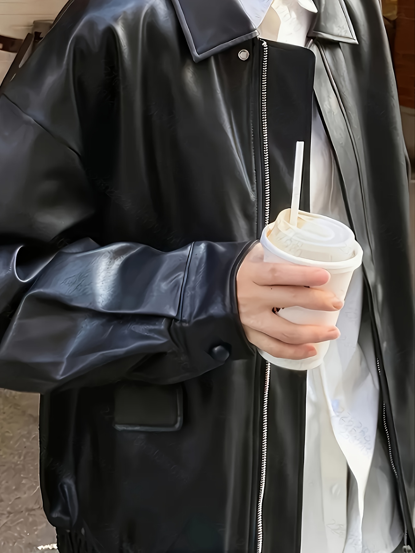 womens vintage motorcycle biker jacket short length non - Temu