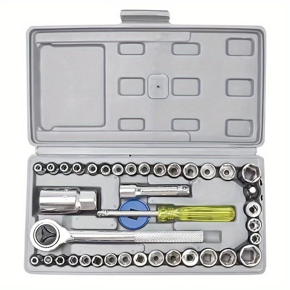 TEMU 40pcs Set, 1/4" & 3/8" Set 3/8*21mm Sleeve Tool Set Car