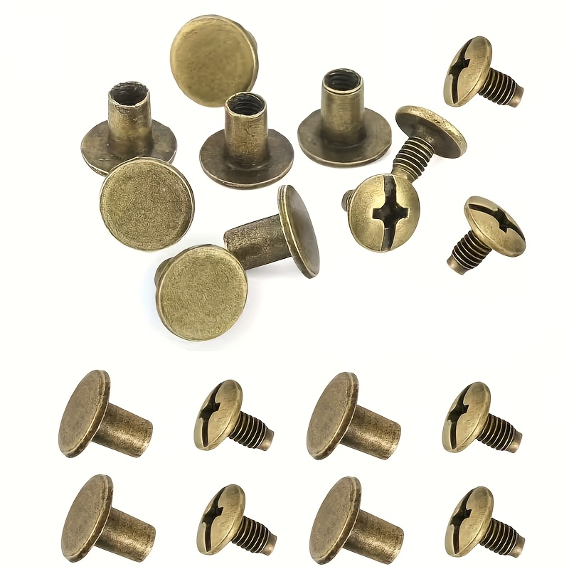 TEMU Lot de 10 ensembles de rivets en cuir, kit de rivets pour boutons artisanaux, décoration de bagages, réparation de vêtements, ceintures faites à