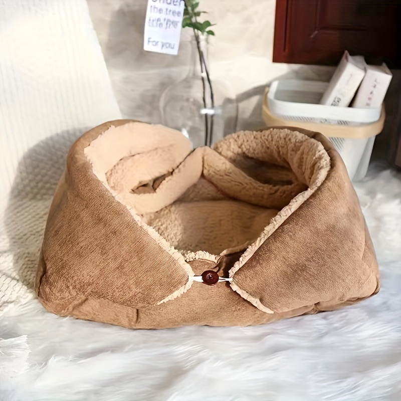 

Luxurious Plush Winter Dog Bed Mat - , Soft Fur Rectangular Nest With Decorative Button Closure, Self-warming Indoor Pet Pad For Small To Large Breeds, Large Dog Bed