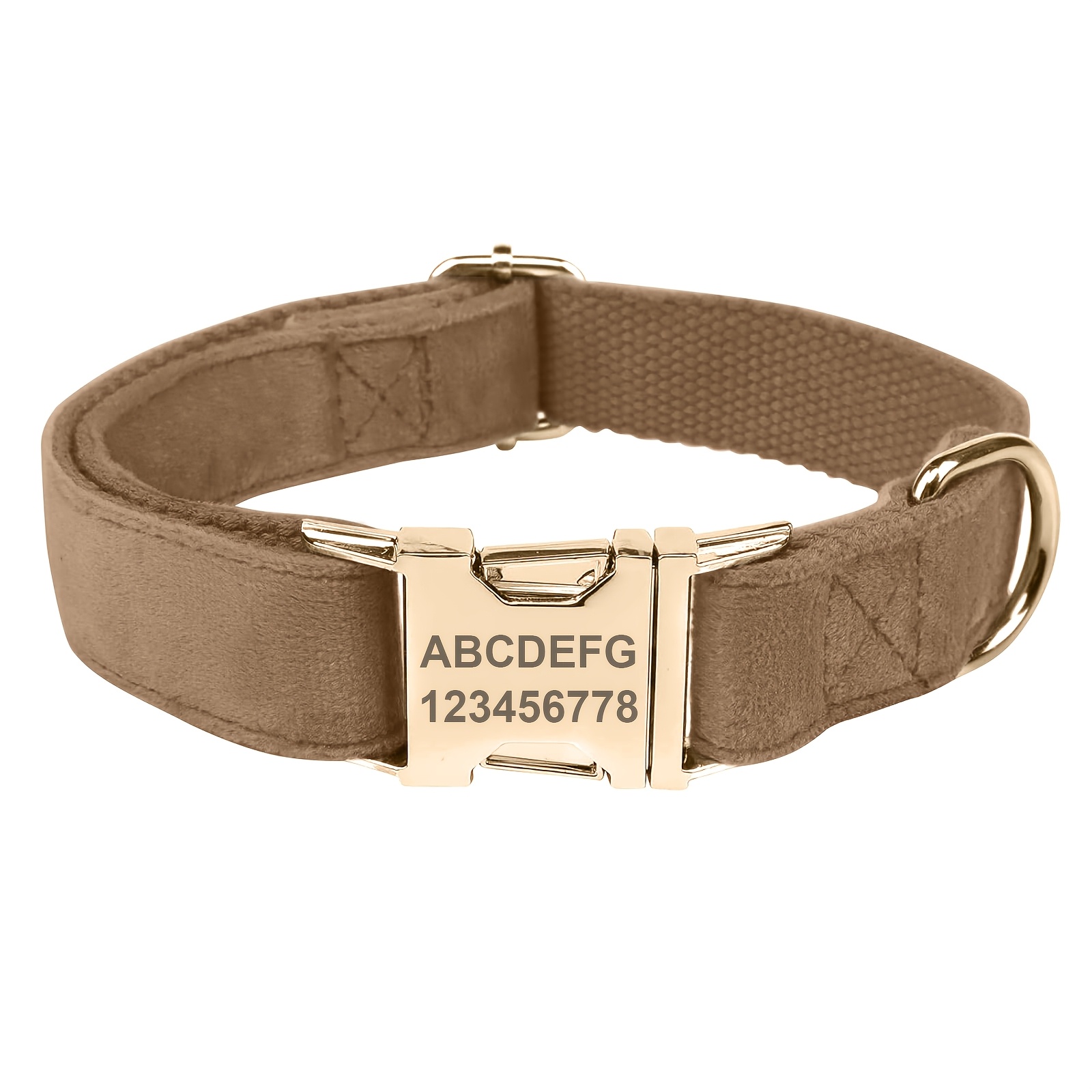 TEMU Personalized Custom Retro Style Durable Velvet Ribbon Lining Dog Collar | Suitable For Large, Medium, And Small Dogs