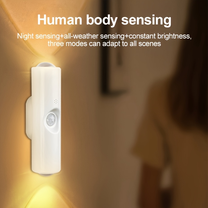 TEMU Smart Led Motion Sensor Night Light, Magnetic Usb Rechargeable Wall Light With Rgb Ambient Lighting, Dual-/down Spotlight, Installation For