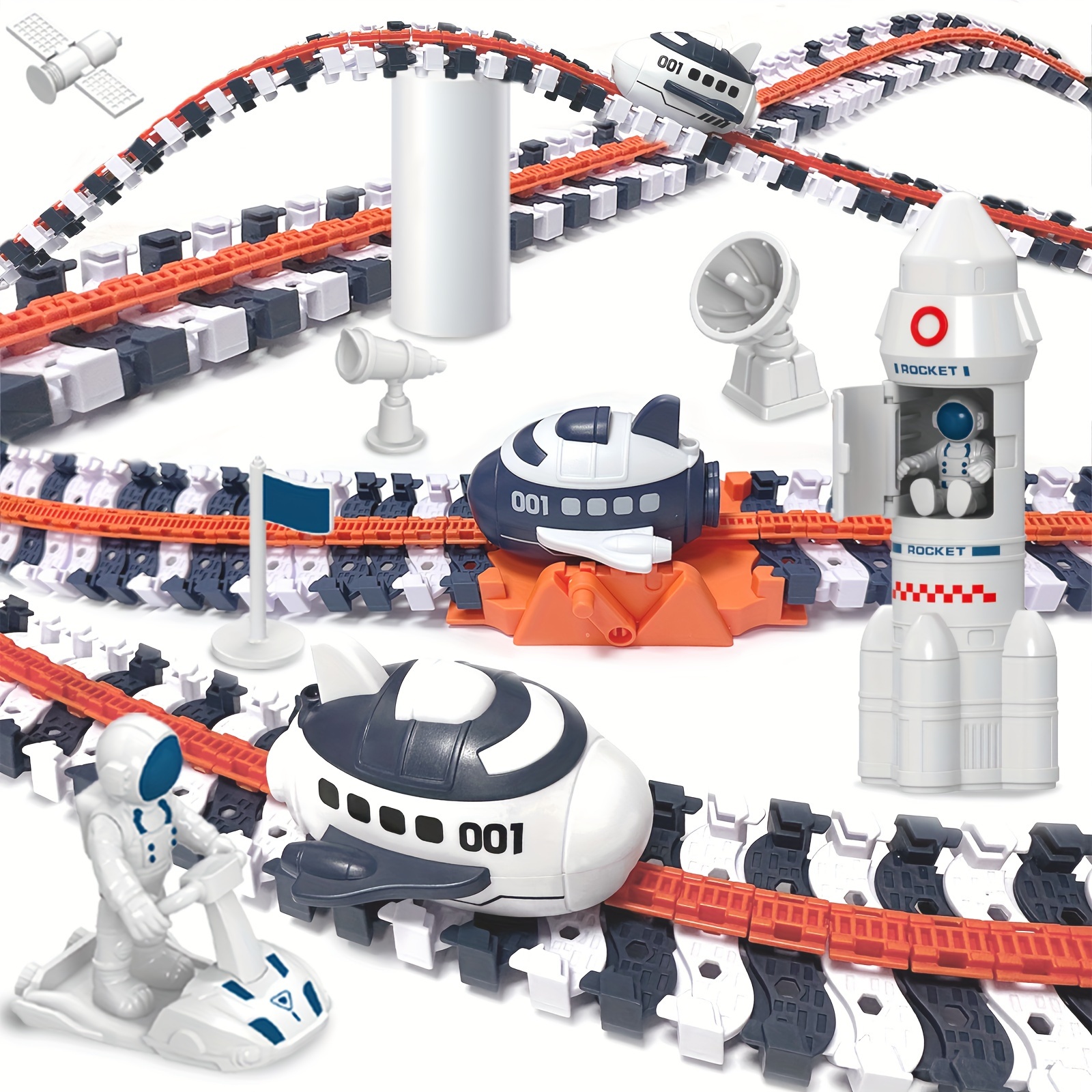 

Creamkids Space Toys 429pcs Create A Space World Road Race Tracks, Flexible Race Track Set With Suction Cups, 2 Rocketship Cars, Educational Playset For 2 3 4 5 6+ Year Old Boys Girls Birthday Gift