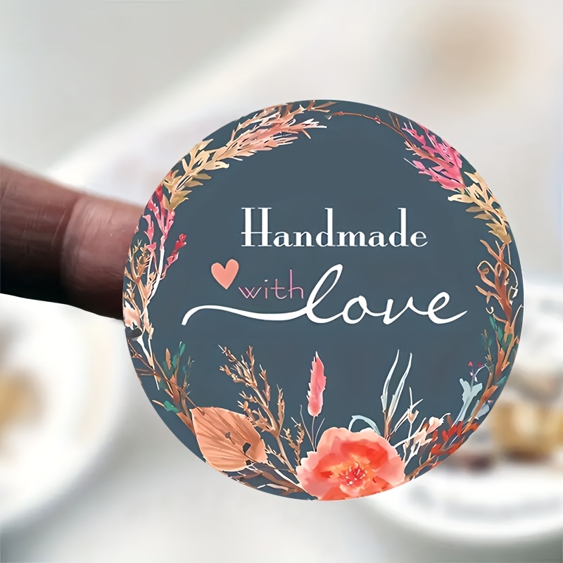 TEMU 120pcs Handmade Round Stickers Compatible For Diy Crafts, Handmade Products Packaging - Floral & Warm Tone Sheets With Multicolor Paper Labels,