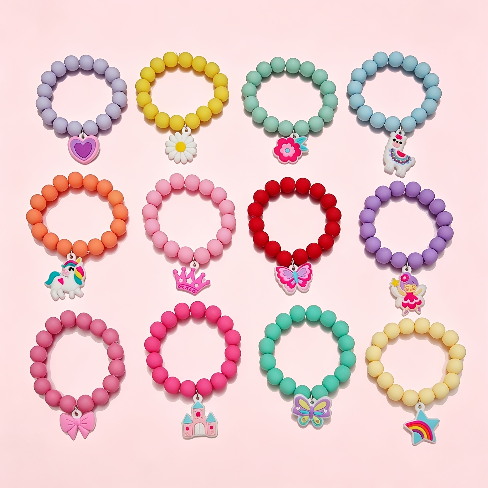 TEMU 12pcs Unicorn Stretch Bracelet Set For Girls Kids, Cute Friendship Jewelry For Festival, Creative Birthday Gift For Daughter Granddaughter