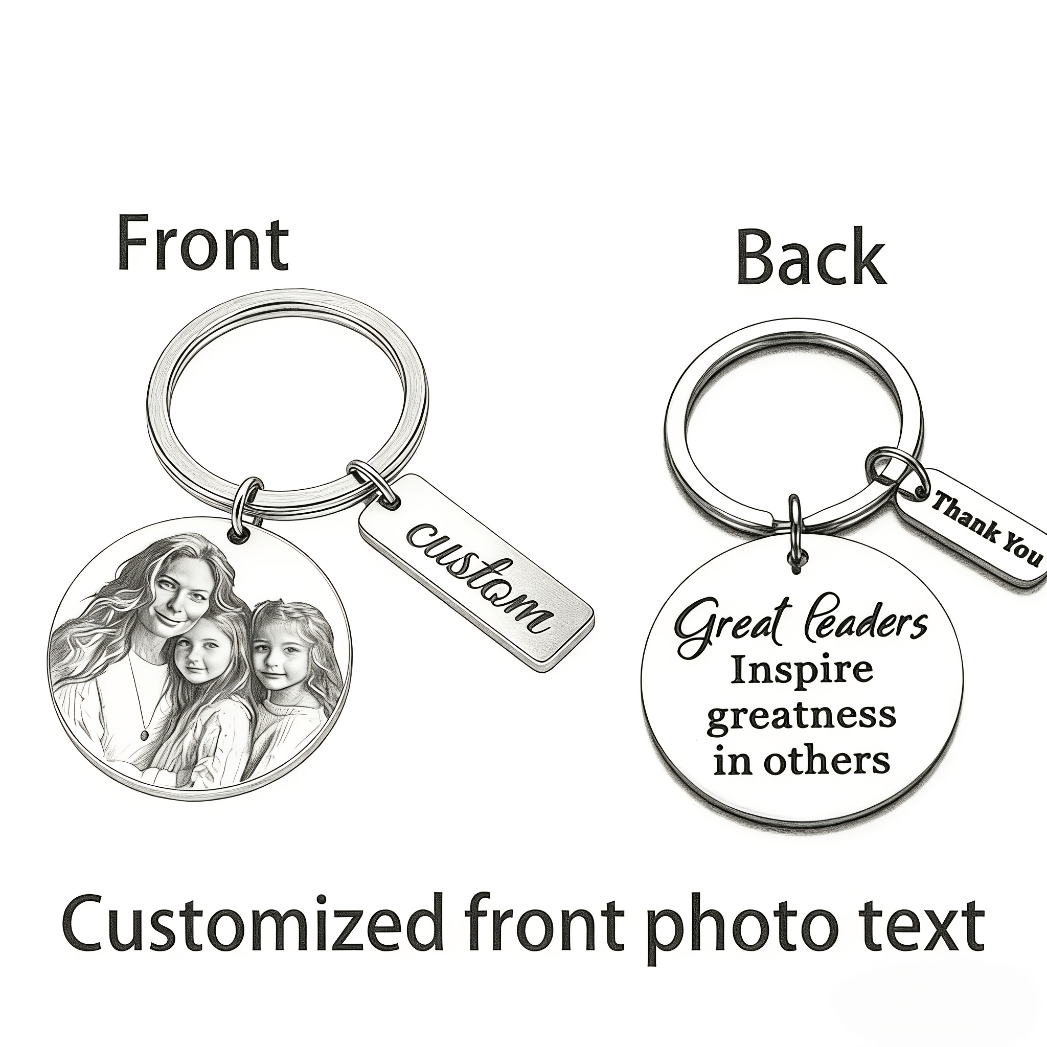 TEMU 1pc Personalized Custom Round Stainless Steel Keychain, Custom Photo & Engraved Text, Unique Gift For , Diy Decorative Clasp, Valentine Day,