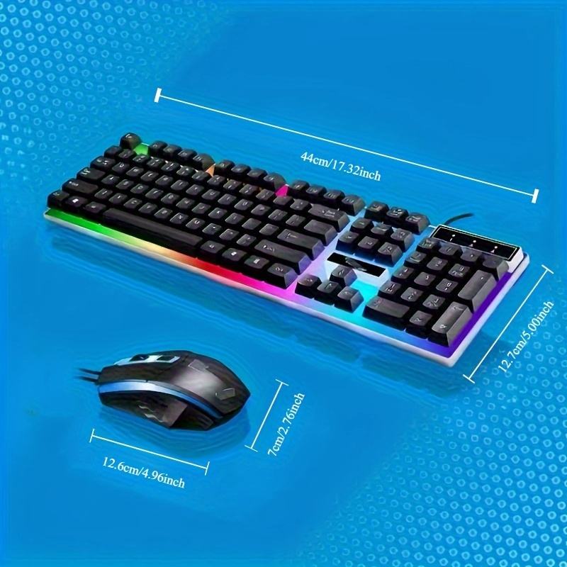 rgb gaming keyboard and mouse set wired usb 104 key keyboard with led lights compatible with pc ps4 one no battery required for pc gaming accessories details 0