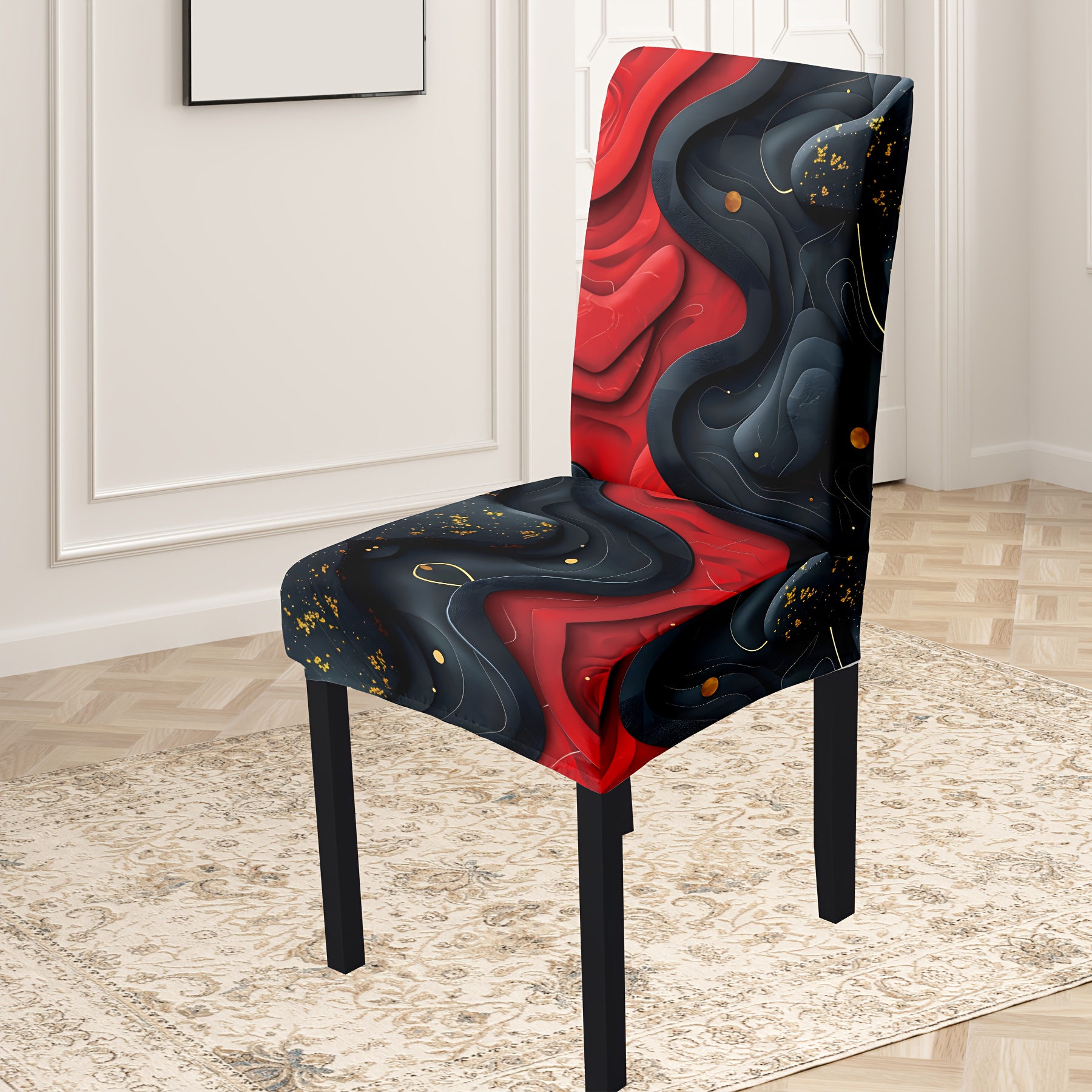 

Chic Marble Print Chair Covers - 4/6pcs, Stretchy Milk Silk Fabric, Dustproof & , Home Decor