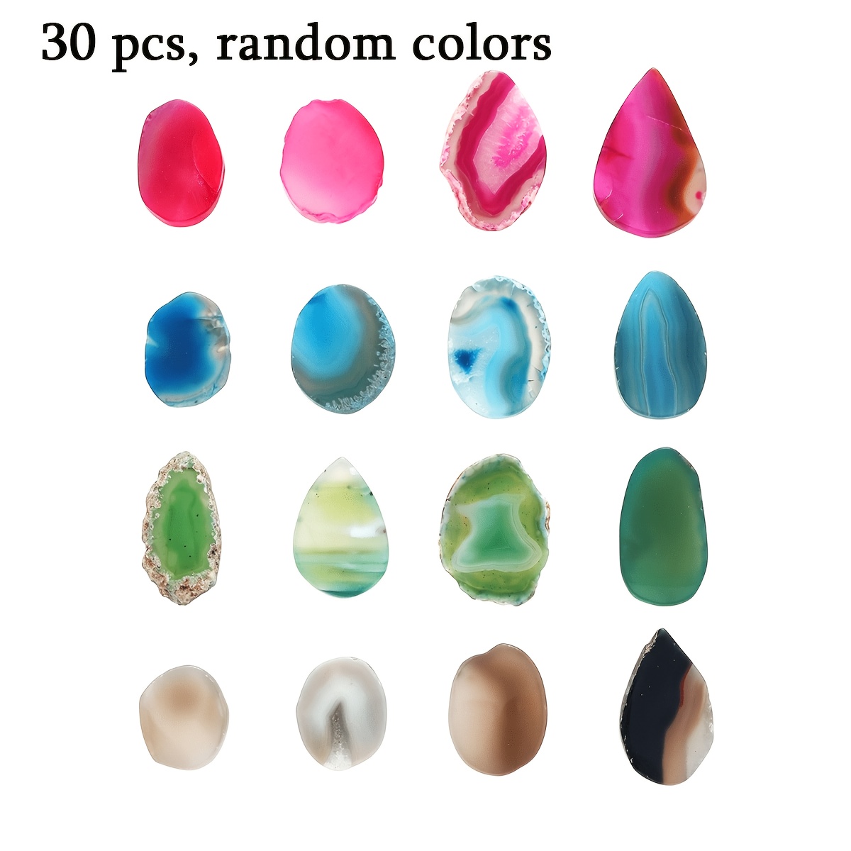 TEMU 10/20/30pcs Colorful Random Small Agate Slices Stones Bulk Polished Light Table Slices, Each Piece Is Unique, Suitable For Home Decoration And