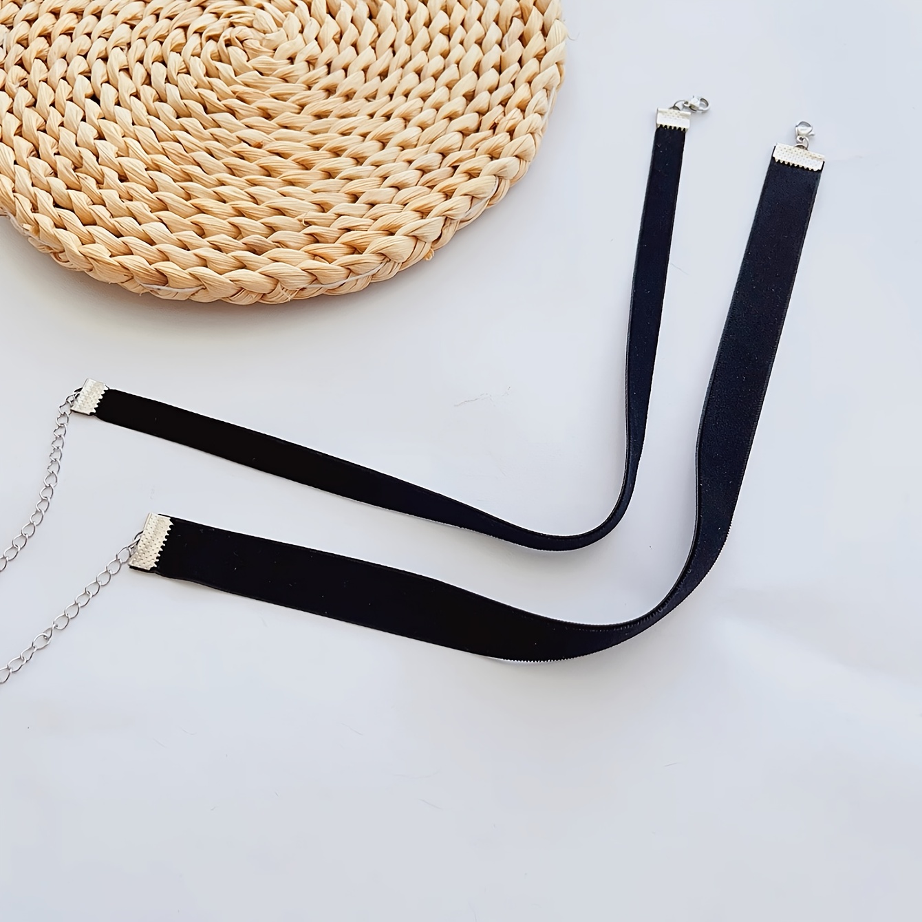 Image of 2pcs Black Velvet Ribbons Chokers Easy Short Clavicle Chain Neck Chain Necklace Women's Neck Jewelry