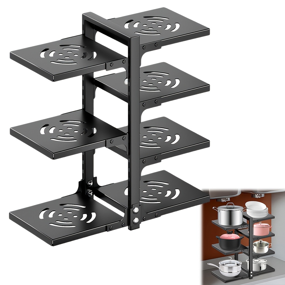 7 Tier Adjustable Storage Rack, Kitchen Cabinet Pot Organizer, Under Sink Storage, Multipurpose Desktop Storage Rack For Home, Kitchens, Offices, Makeup Rooms, Utility Racks
