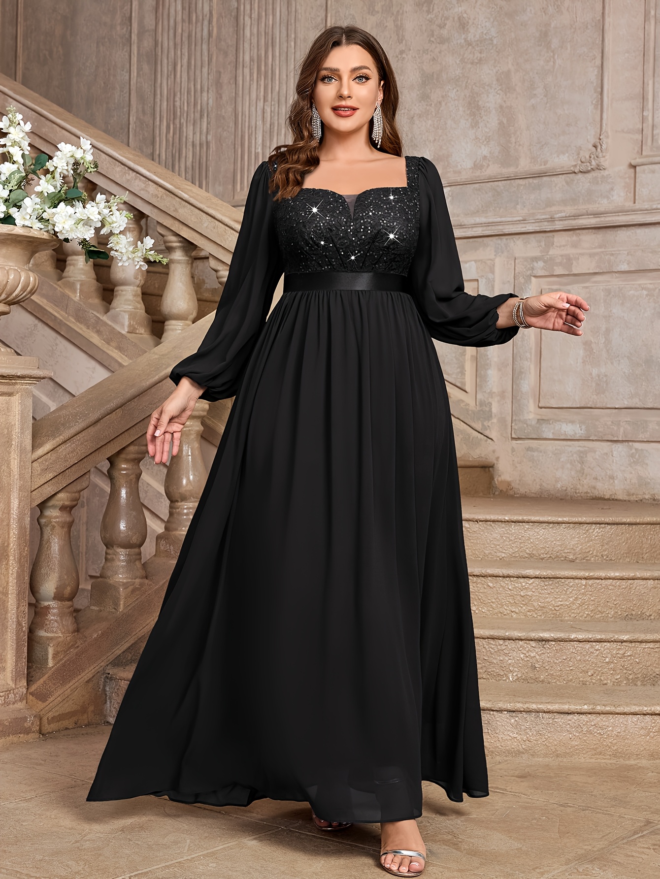 V Neck Evening Dresses With Sleeves Plus Size Plus Size, Plus