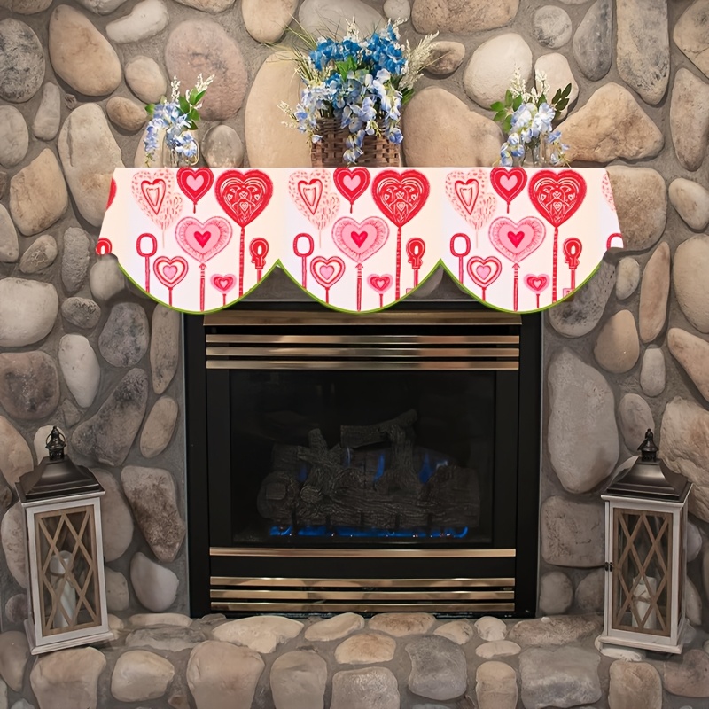 1pc valentines day fireplace scarf cover polyester decorative wall scarf love   19 6 x 78 7 with no electricity needed for   room indoor fireplace door window decoration details 1