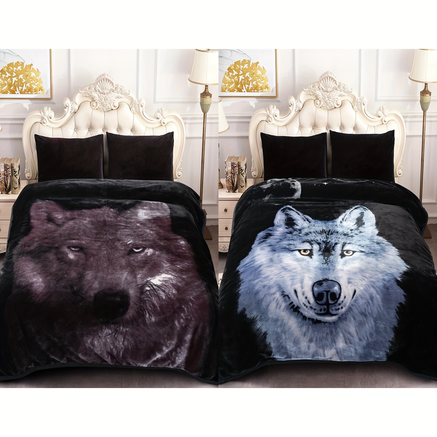 

2 Ply 520gsm Plush Blanket, Size Queen (75x87in/190x220cm ) Printed With Vibrant Season