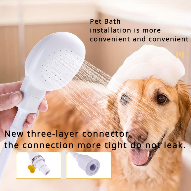 

1pc Pet Cat Bathing Tool, Flexible Hose And Plug-and-play Head, Fits Round Faucets 0.59-1.10 Inch In Diameter, Includes Metal Fastener For Leak-proof Connection