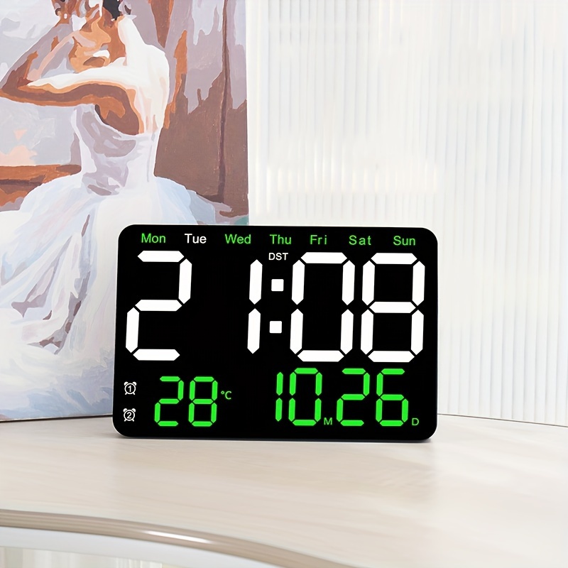 Reloj De Pared O Mesa Digital Con Calendario Temperatura