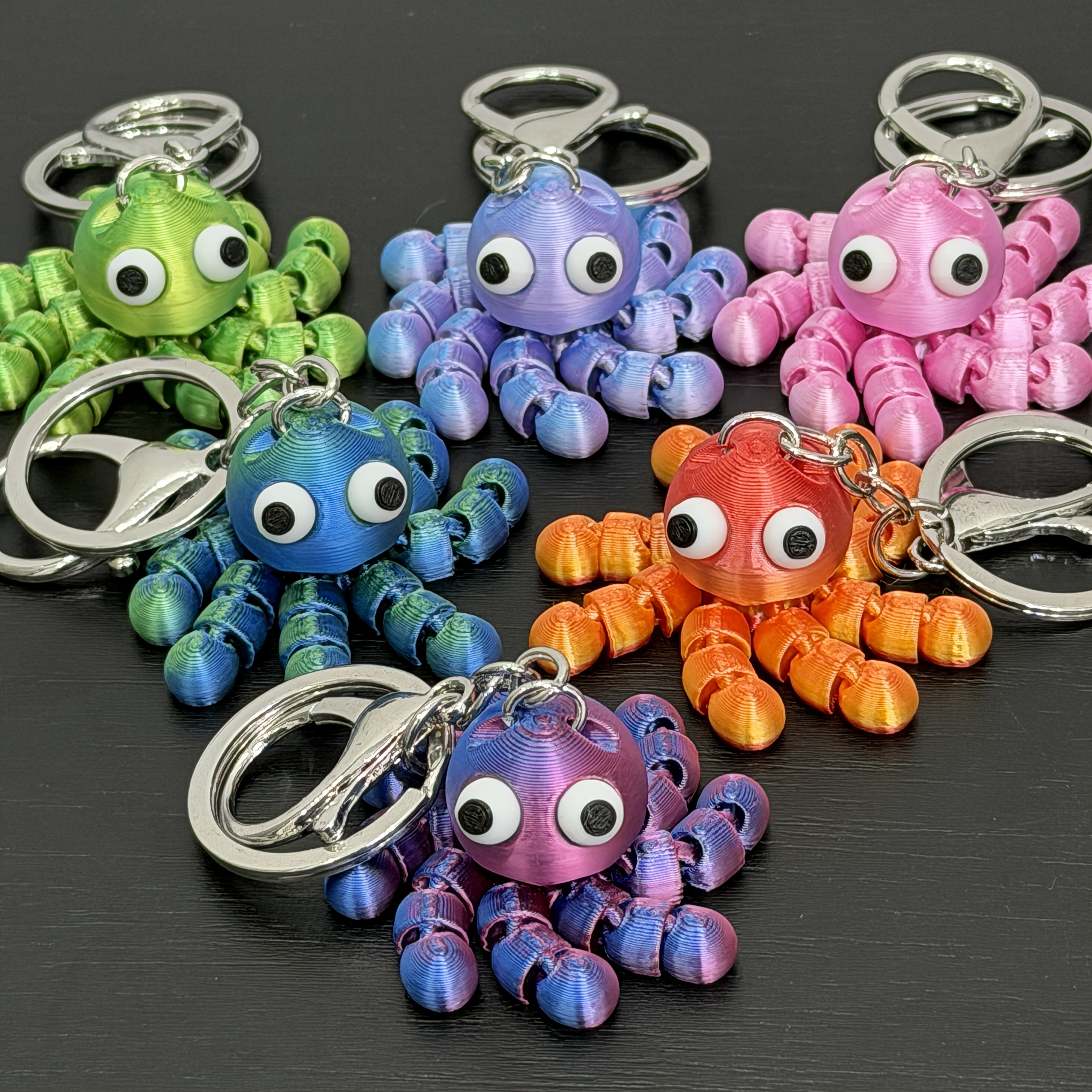 6pcs 3d Printed Octopus Keychains Set With Movable Joints, Cute Animal Key Rings, Creative Octopus Figurines, Ideal Gift For Valentine's Day, Christmas, Halloween, Easter