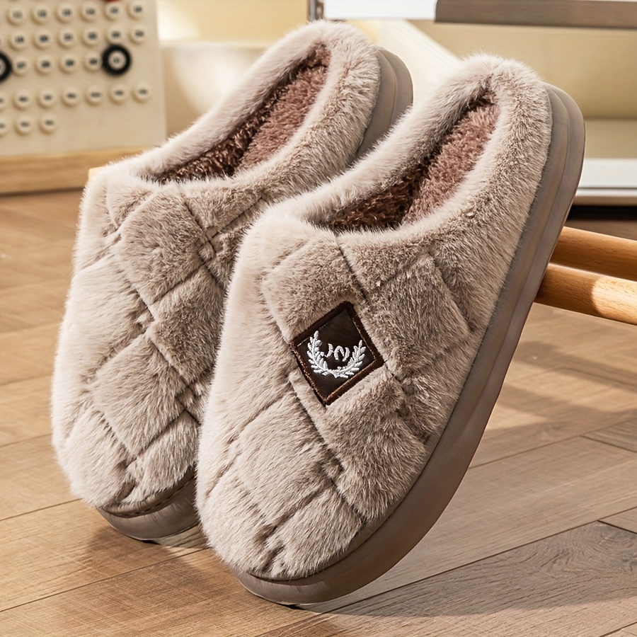 Big Size Men House Slippers Lightweight Furry Shoes Slip on Soft Warm  Memory Foam Indoor Couple Casual Slippers
