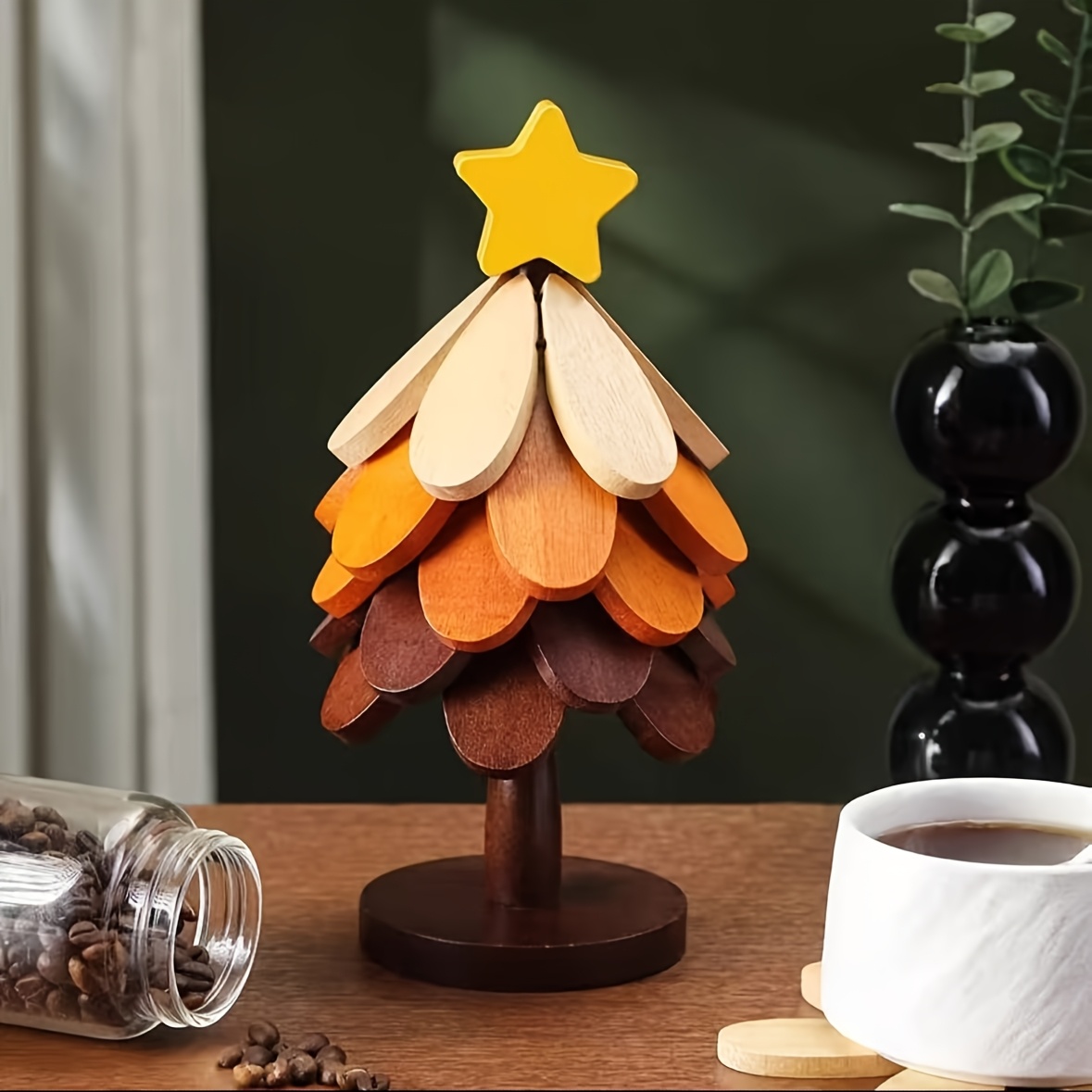 TEMU Set de 1 sous-verre sapin de Noël en , comprend un tapis brodé, un dessous de tasse à café et un tapis de table brodé en dentelle résistant à la