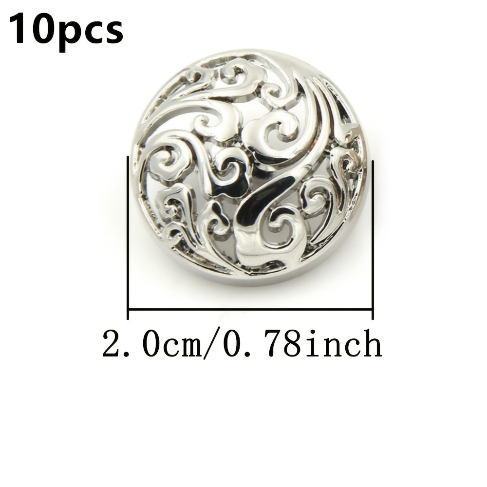 TEMU 10 Piezas de Botones Metálicos Estilo - Botones con Vástago para Costura, Abrigos, Tejidos, Uniformes Escolares y Gemelos – Accesorios