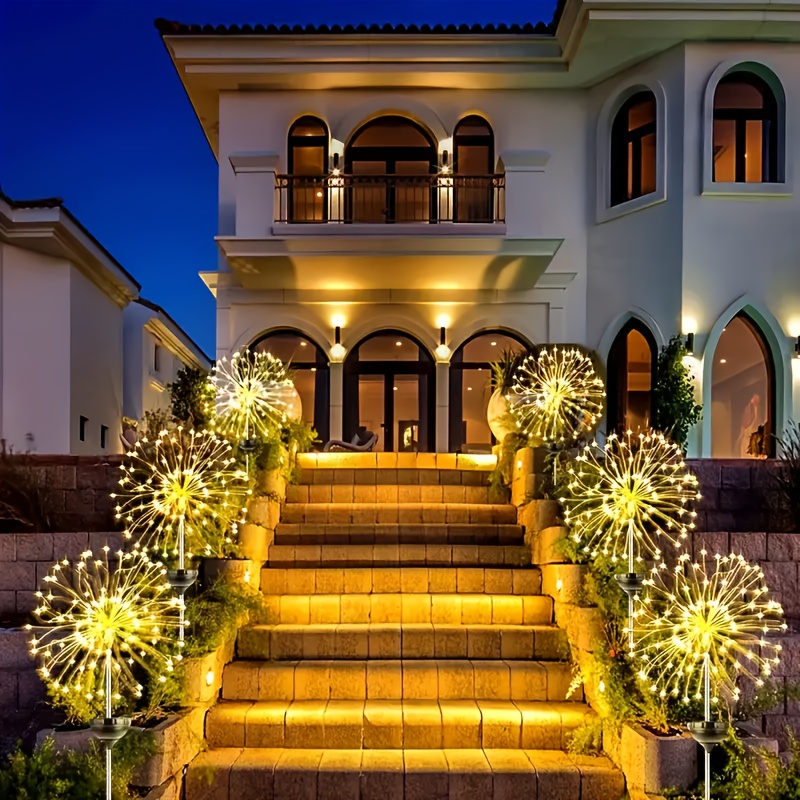 1 Pack of 200/150/60 LED Solar Garden Lights, Solar Fireworks Lights with 8 Lighting Modes Outdoor Light Suitable for Garden Patio Pathway Party Wedding Decoration