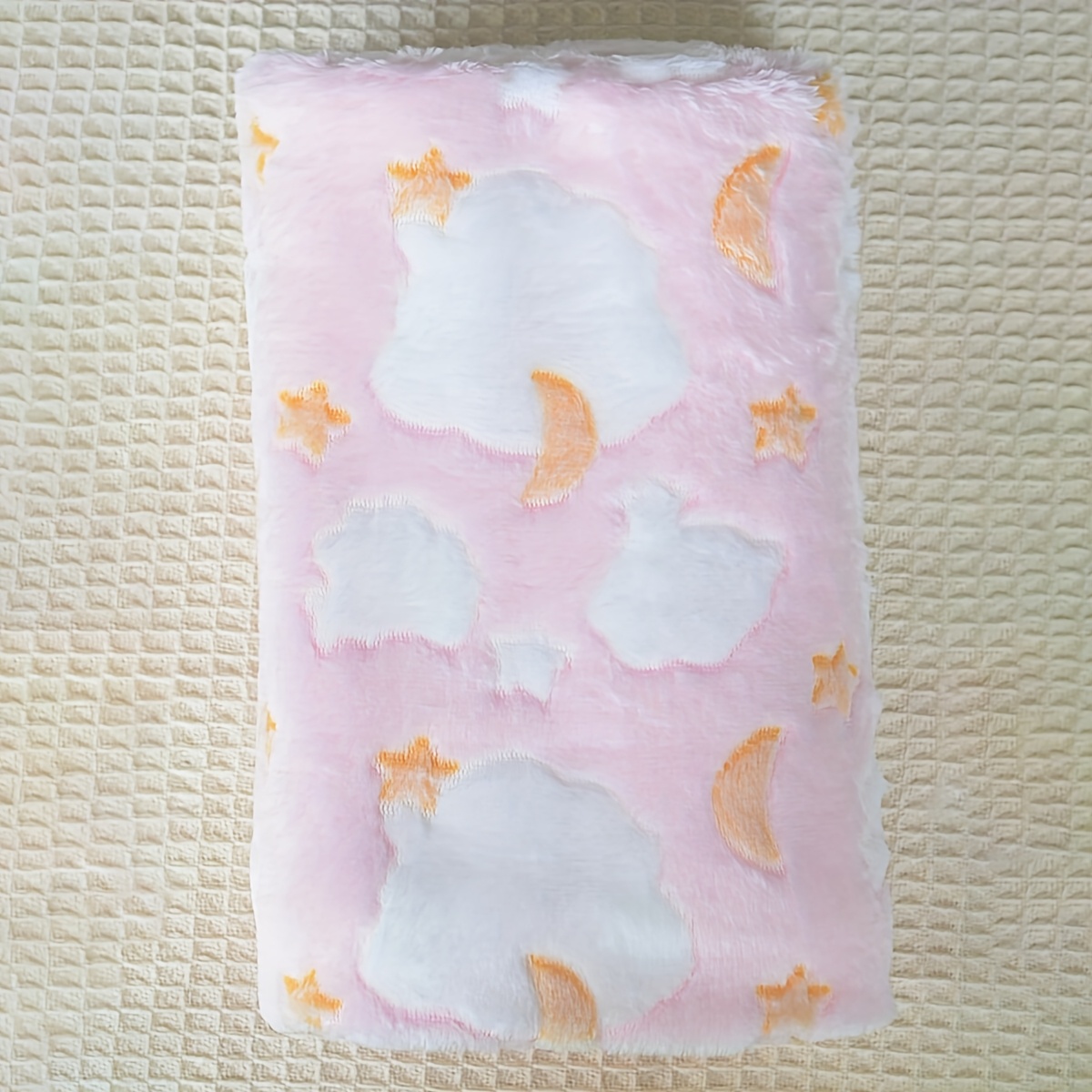1pc Soft Fleece Baby Blanket, Pink Cartoon Pattern Soft And Comfortable Baby Blanket, Stroller Windproof Blanket Suitable For Baby Use