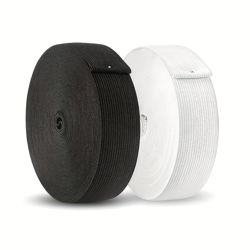 TEMU Black And White 2-roll Pack High-elastic Durable Multi-specification Sewing Elastic Bands, Suitable For /pants Waistband/backpack/clothing